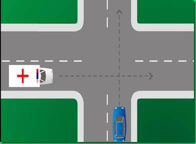 Onde não há sinalização a preferência é da Ambulância desde que esteja com os sinais sonoros acionados